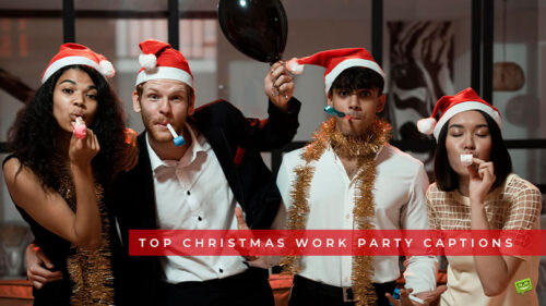Featured image for a blog post with captions for office christmas party at work.